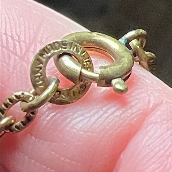 Vintage Mid Century West German Filigree Green Porphyry Slag Glass Necklace - Picture 6 of 12